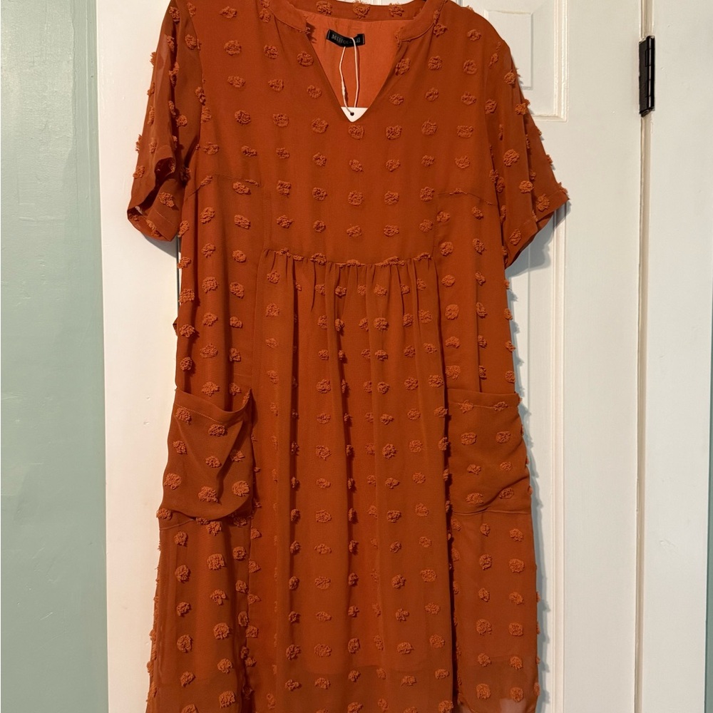 Elegant Orange Textured Dress